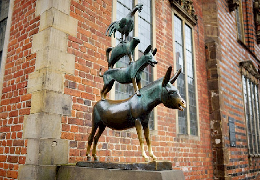 The Bremen Town Musicians are the landmark of the city Bremen