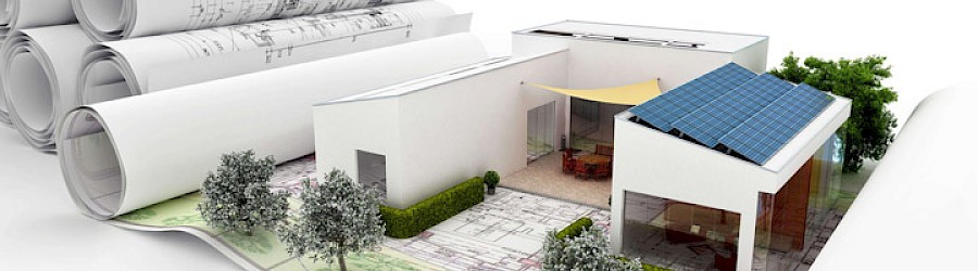 Bungalow auf Papierrollen