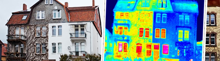 Thermografiebild von einem Wohngebäude