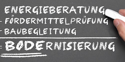 Energieberatung + Fördermittelprüfung + Baubegleitung = BODErnisierung