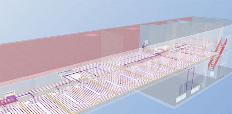 3D Modell von einer Rohrnetzberechnung