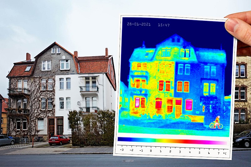 Thermografiebild eines Hauses