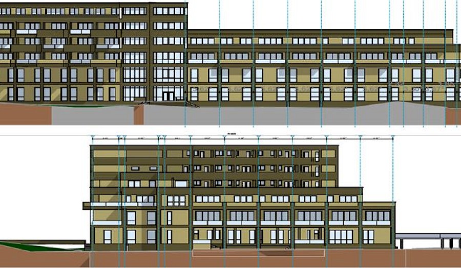 Technische Zeichnung des Gebäudes